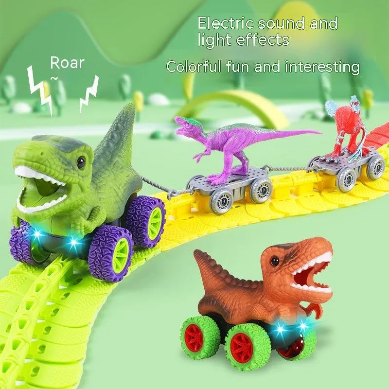 Electric Dinosaur-themed Children's Roller Coaster with Plastic Track Toy