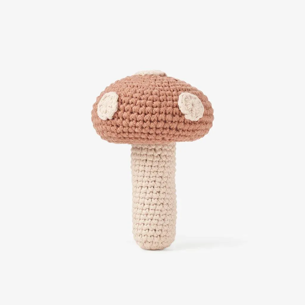 Elegant Baby Mushroom Knit Baby Rattle