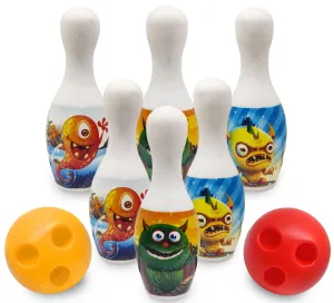 FunBlast Kids Bowling Play Set Toys - Fun with Monsters Bowling Play Toy Set with 6 Bottles and 2 Balls Game for Kids, Indoor & Outdoor Sports Games for Kids/Boys (Multicolor)