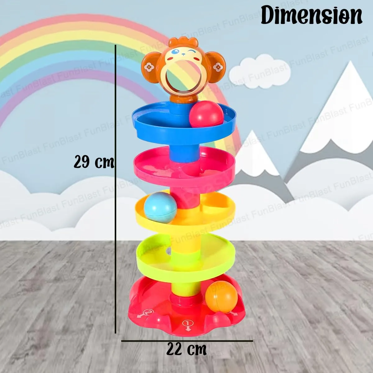 FunBlast Roll Swirling Tower for Baby & Toddler Educational Toys | Stack, Drop and Go Ball Ramp Toy Set Includes 3 Spinning Activity Balls - Multicolor