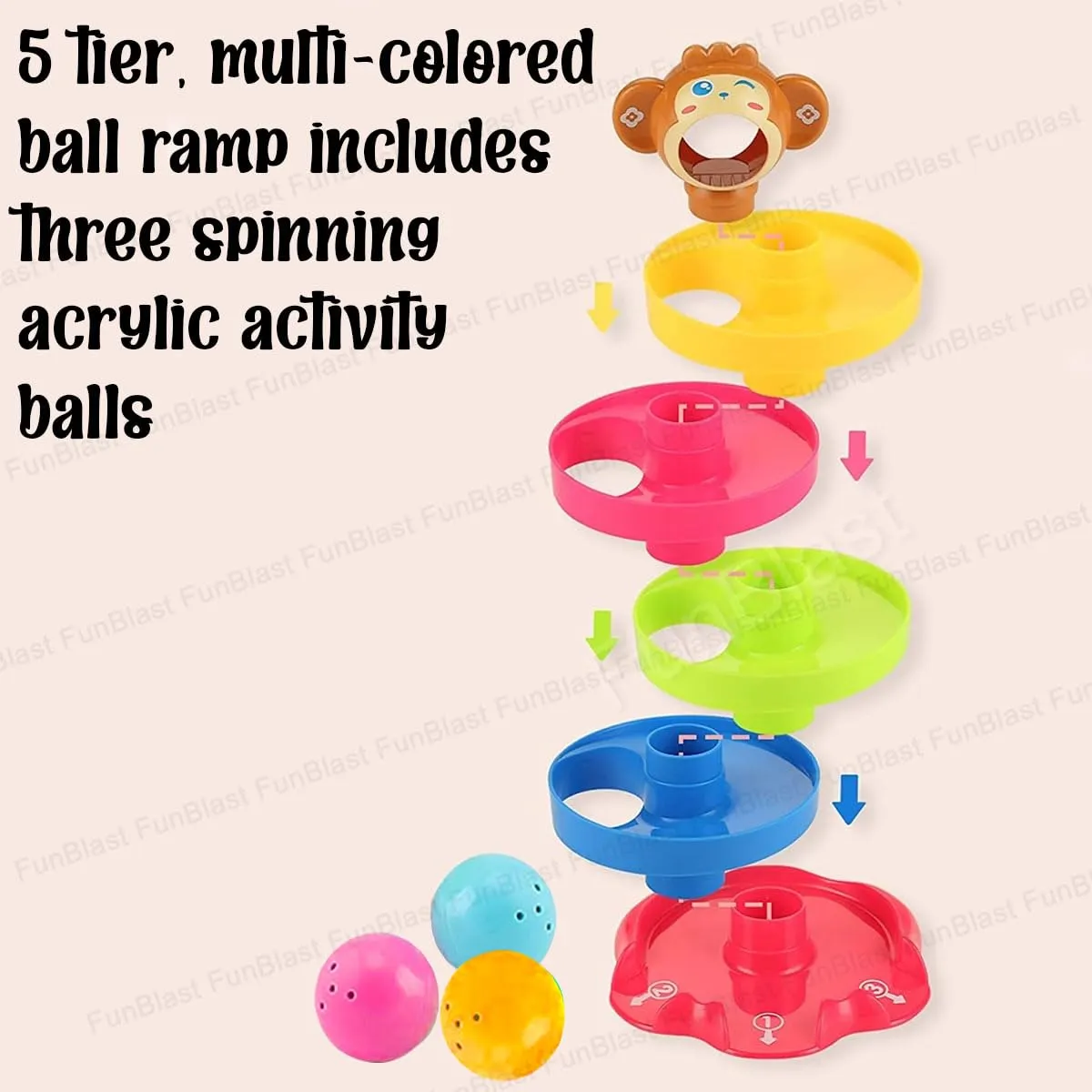 FunBlast Roll Swirling Tower for Baby & Toddler Educational Toys | Stack, Drop and Go Ball Ramp Toy Set Includes 3 Spinning Activity Balls - Multicolor