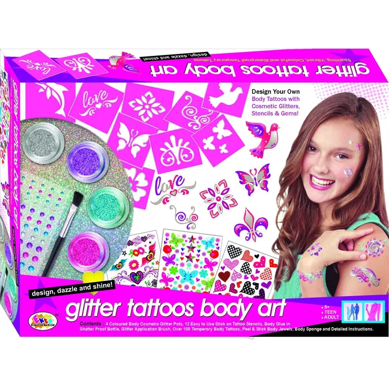 Glitter Tattoos Body Art - Activity Kit