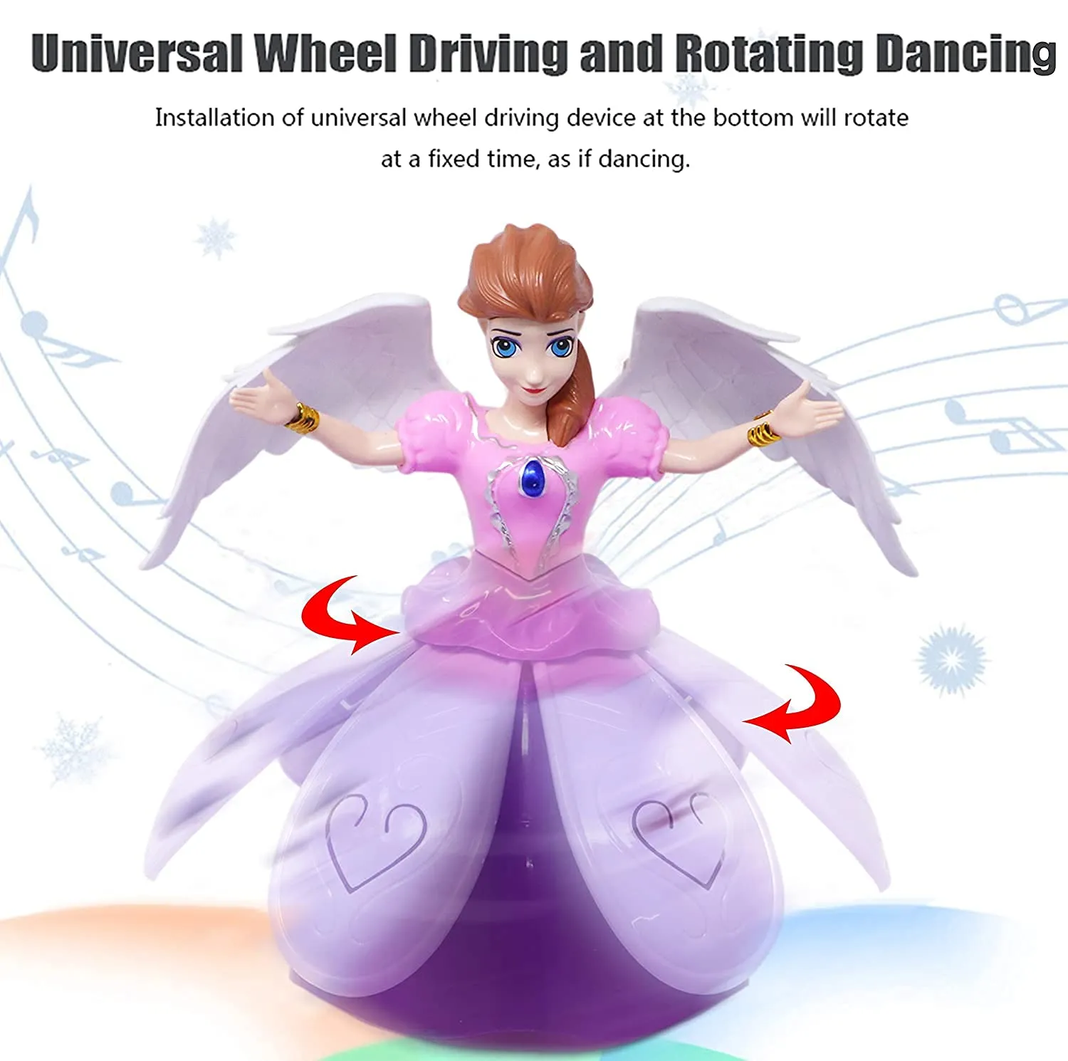 Goyal's Angel Girl Musical Dancing Rotating Toy with Attractive Multi Color Flashing Lights for Kids