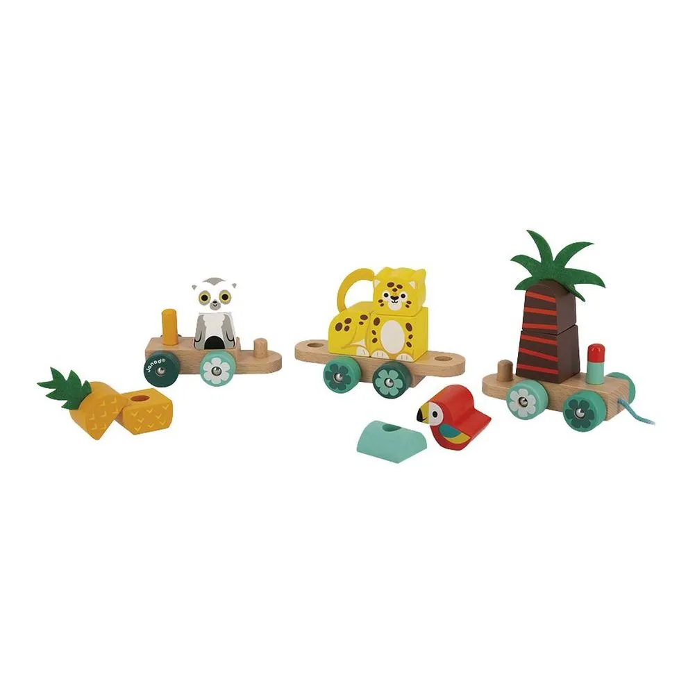 Janod Tropik Pull-Along Tropical Train Wooden Toy