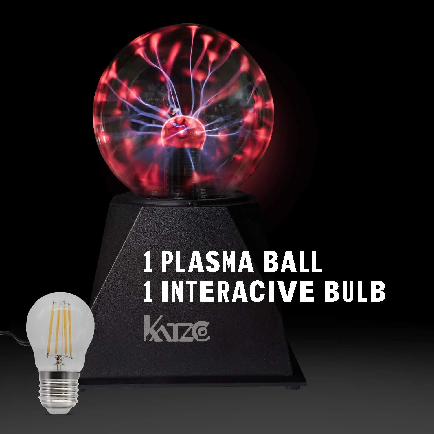 Katzco Plasma Ball with Bulb - 7.5 Inch - Nebula, Thunder Lightning, Plug-in -