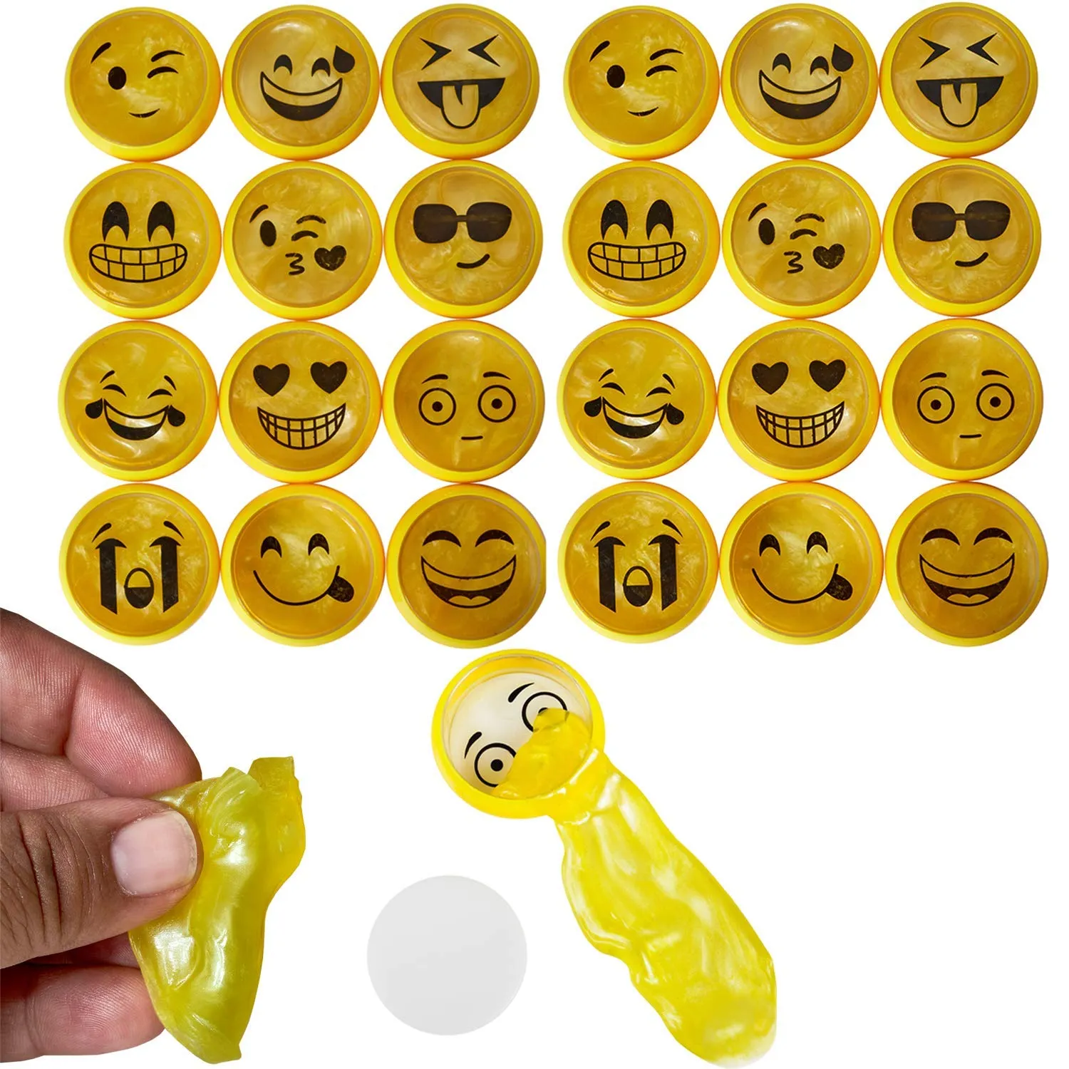 Kicko Emoticon Noise Putty Toys for Kids - 24 Pack Smiling Slimes - Ideal for Sensory