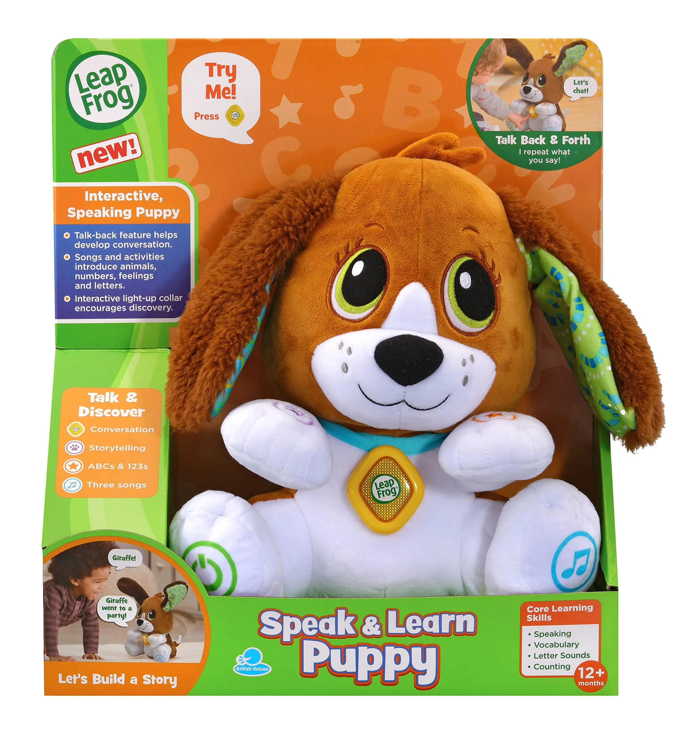 LeapFrog Speak and Learn Puppy, Cute Soft Toy for Babies & Toddlers, Baby Musical Toy with Sounds and Phrases, Sensory Toys for Babies, Educational Toys for Baby Boys and Girls aged 1, 2, 3 Years 