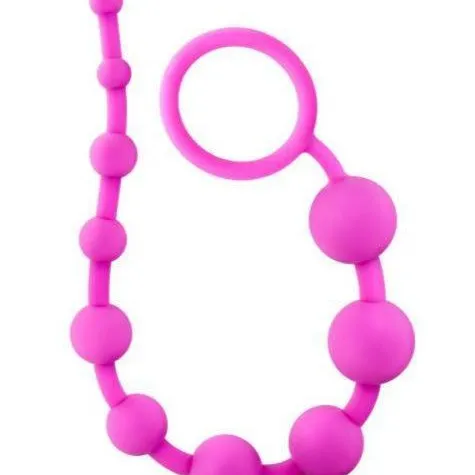 Luxe Silicone 10 Anal Beads - Pink