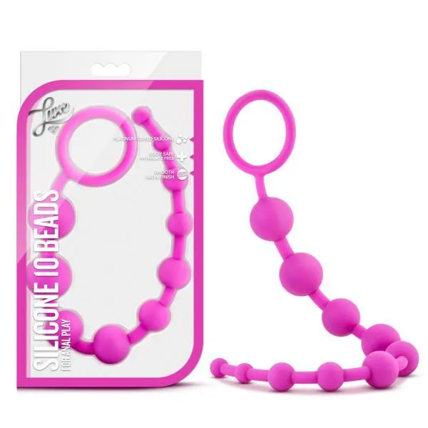 Luxe Silicone 10 Anal Beads - Pink