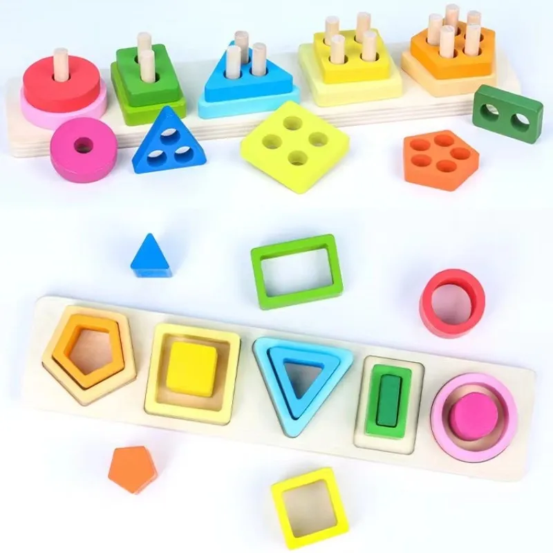 Montessori Wooden Shape Sorting Toy for Toddler Learning