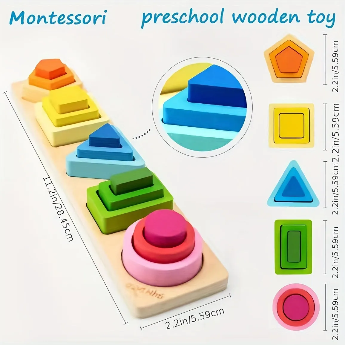 Montessori Wooden Shape Sorting Toy for Toddler Learning