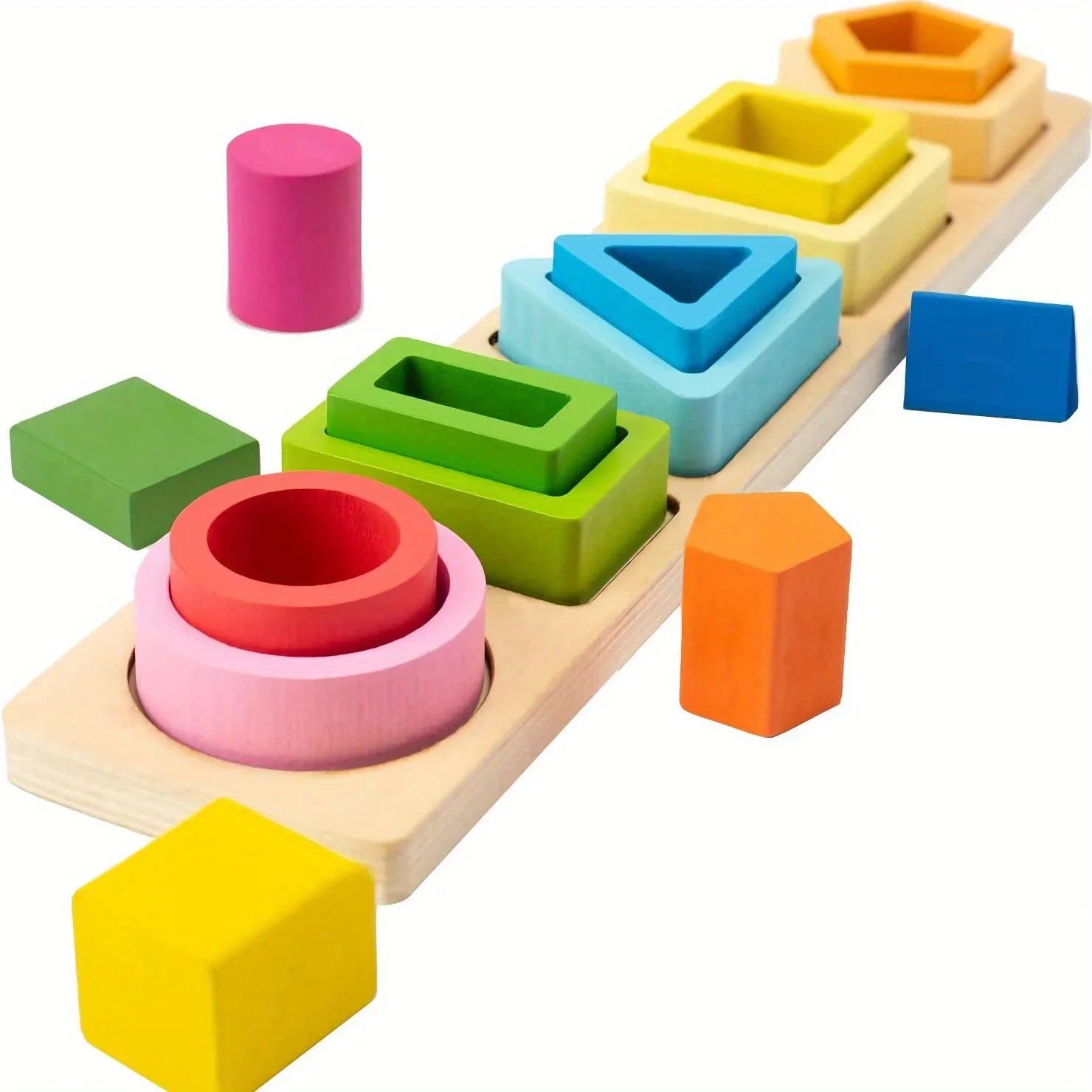 Montessori Wooden Shape Sorting Toy for Toddler Learning