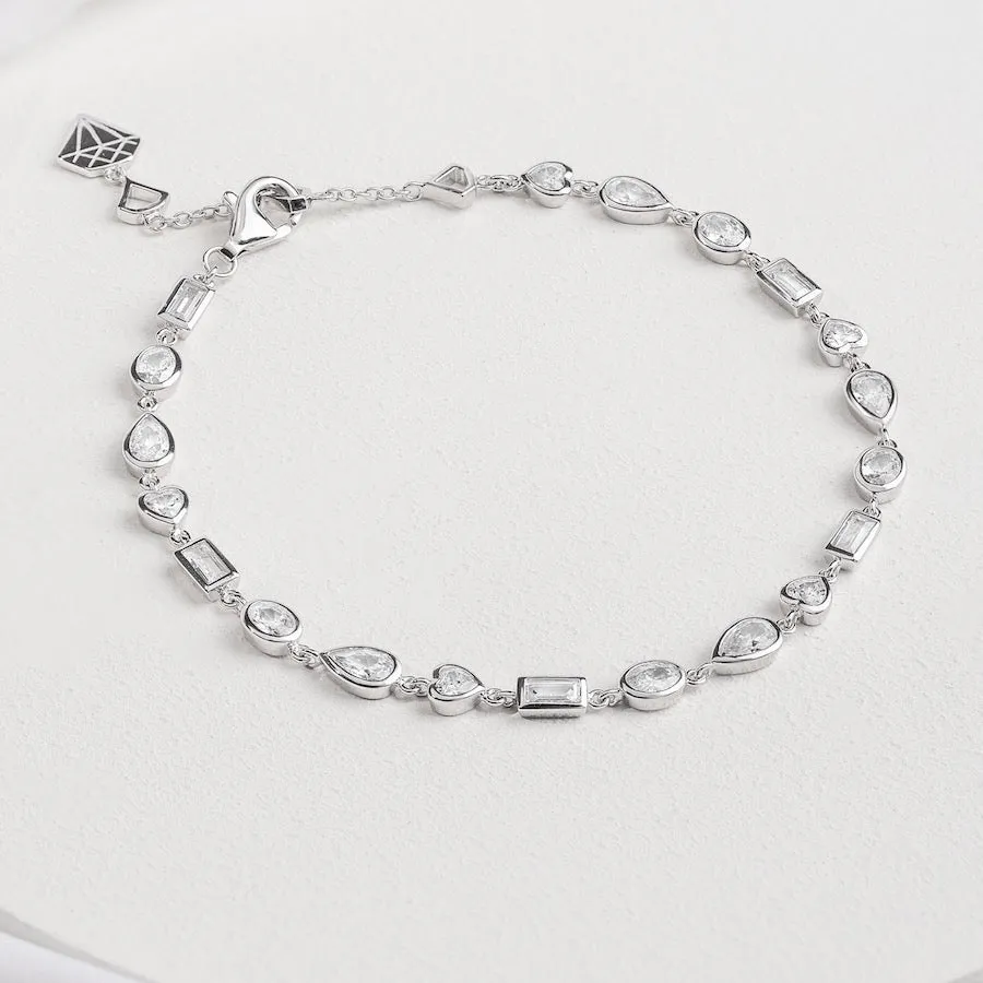 Multi Bezel 925 Sterling Silver Bracelet