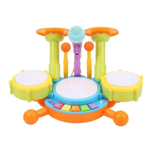 Multicolor Kids Musical Drum Set with Mic, Safe Sound - Gominimo