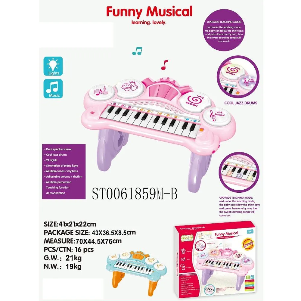 (NET) 24-Key Toddler Piano Toy with Drums and MP3 Songs