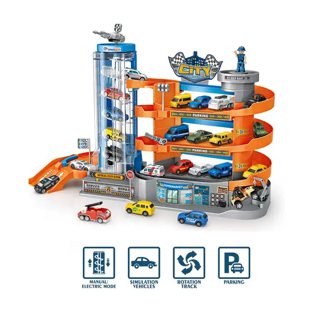 (NET) Children's Electric Parking Lot Model with Diecast Toy Cars