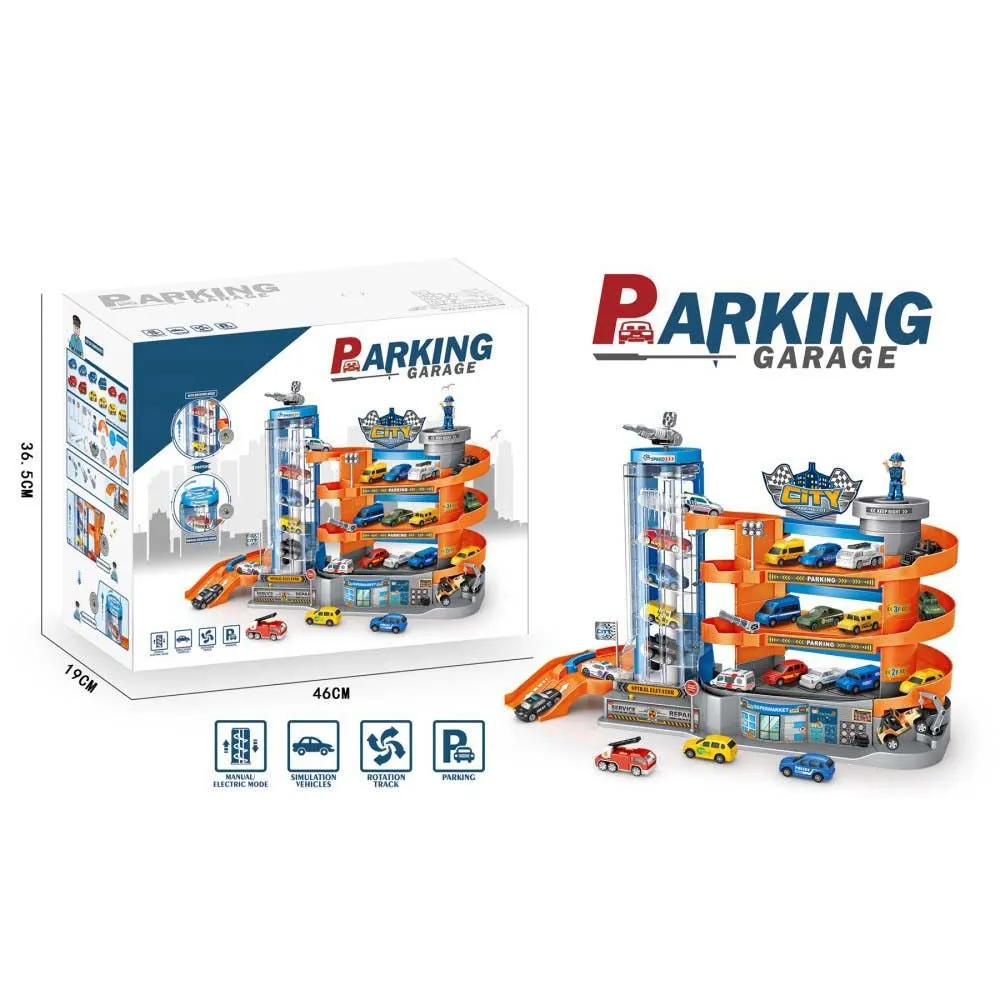 (NET) Children's Electric Parking Lot Model with Diecast Toy Cars