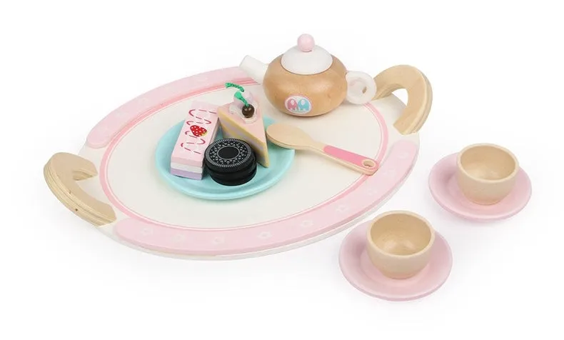 Non-toxic Kids Wooden Kitchen Tea Set - Pretend Play