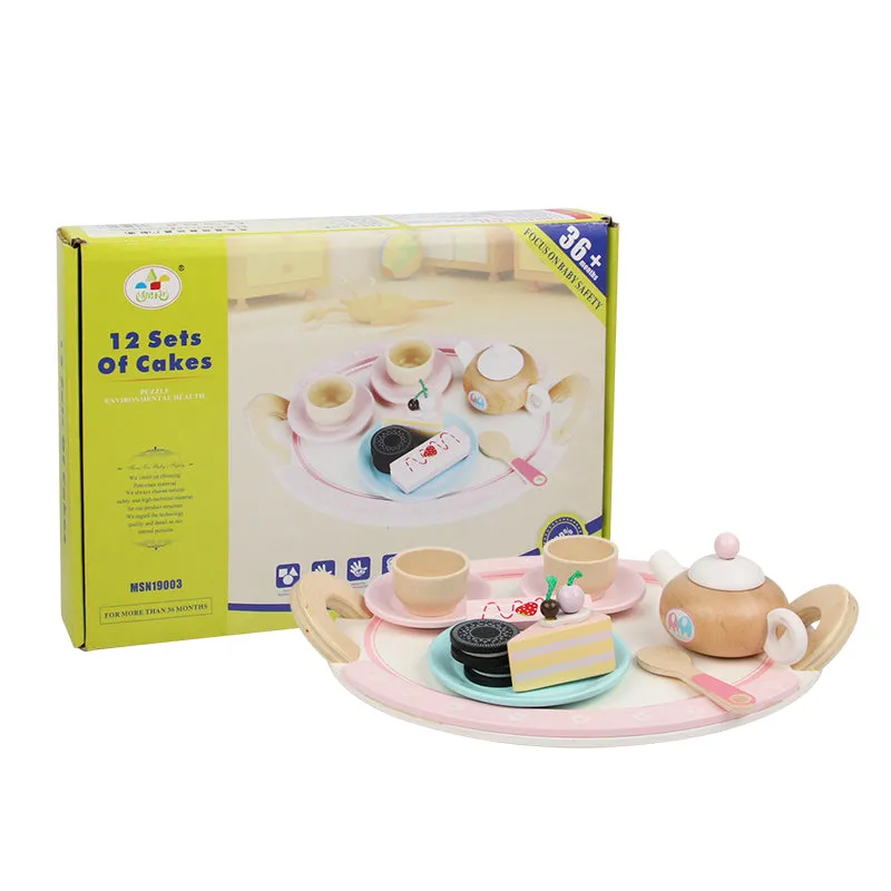 Non-toxic Kids Wooden Kitchen Tea Set - Pretend Play