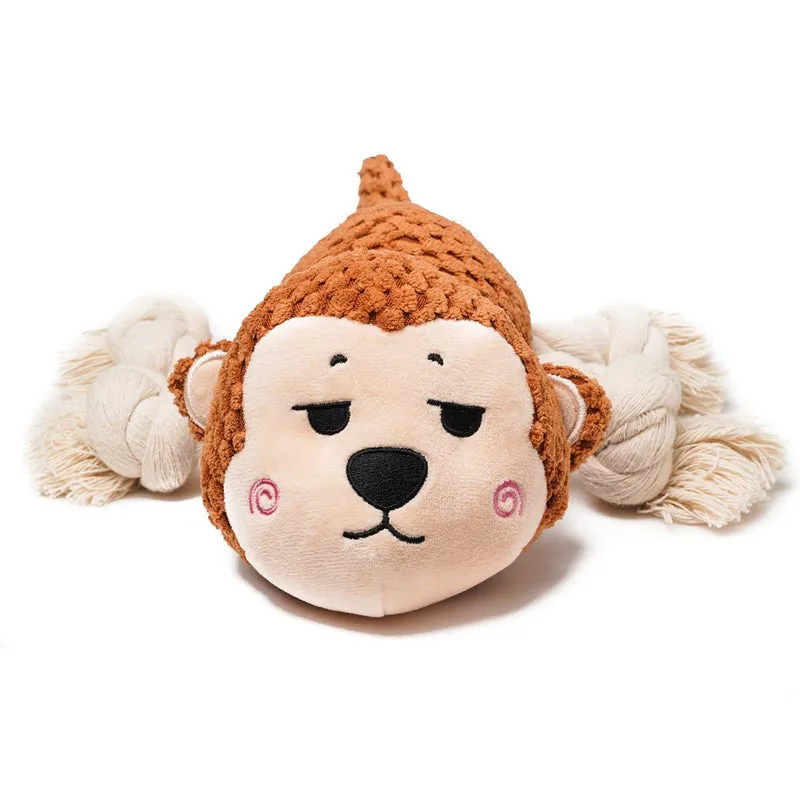 Pawsindia Sleepy Monkey Dog Toy, Cream & Brown