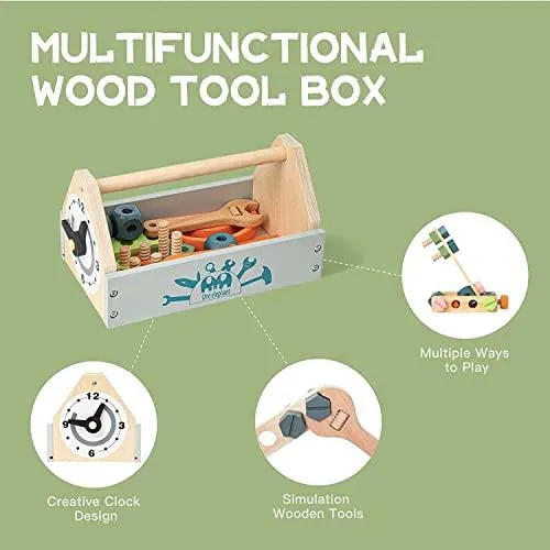 Pretend Play Toy Wooden Toy Tool Kit (1 Years  ) Imagination and Creativity Fix it up Wooden Toy (32 Pcs)