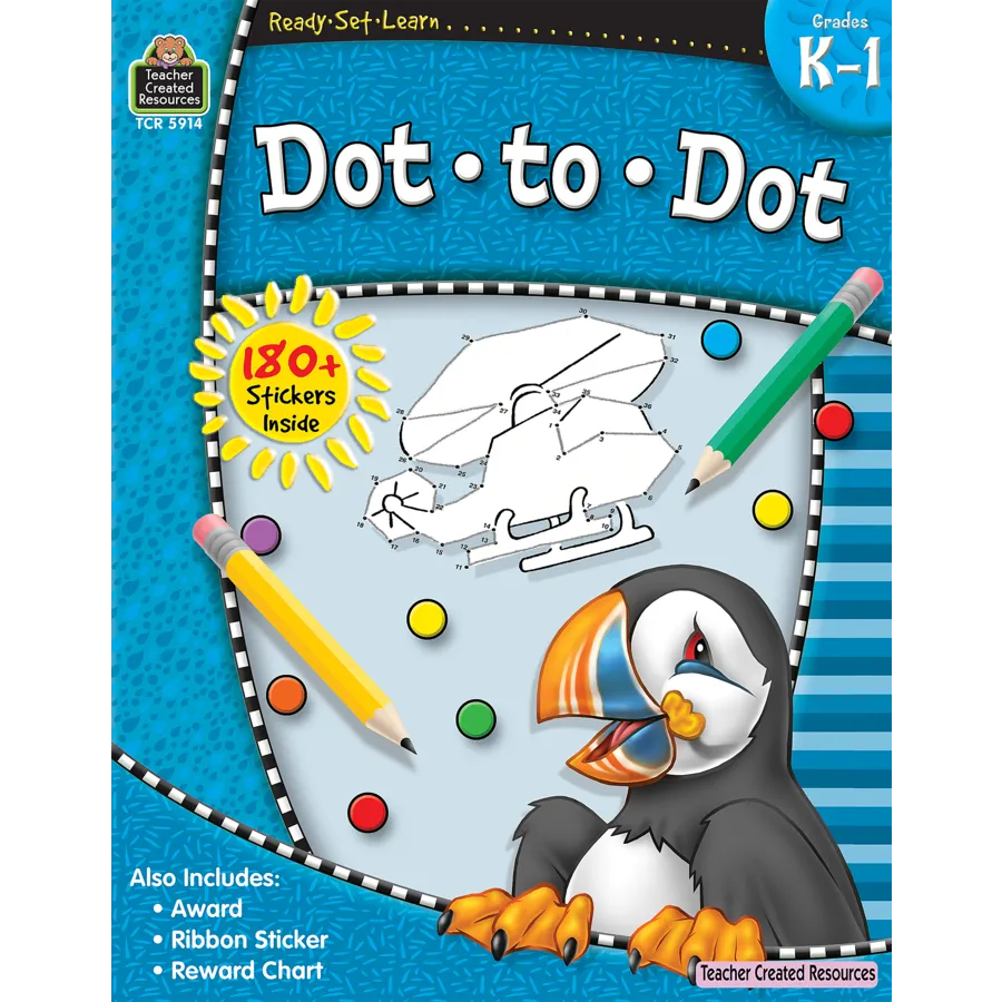 Ready Set Learn Workbook: Dot-To-Dot - Grades K-1