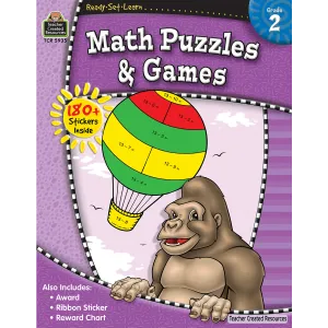 Ready Set Learn Workbook: Math Puzzles & Games - Grade 2