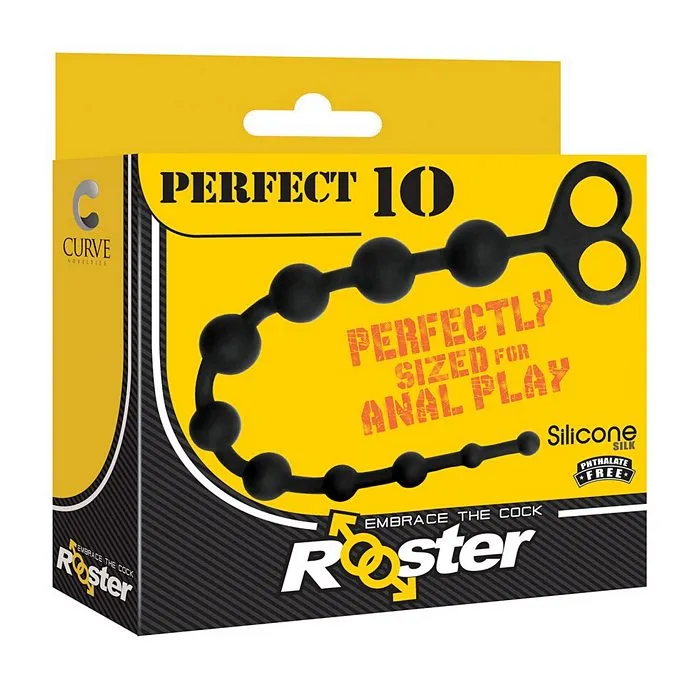 Rooster Perfect 10 Black Anal Beads