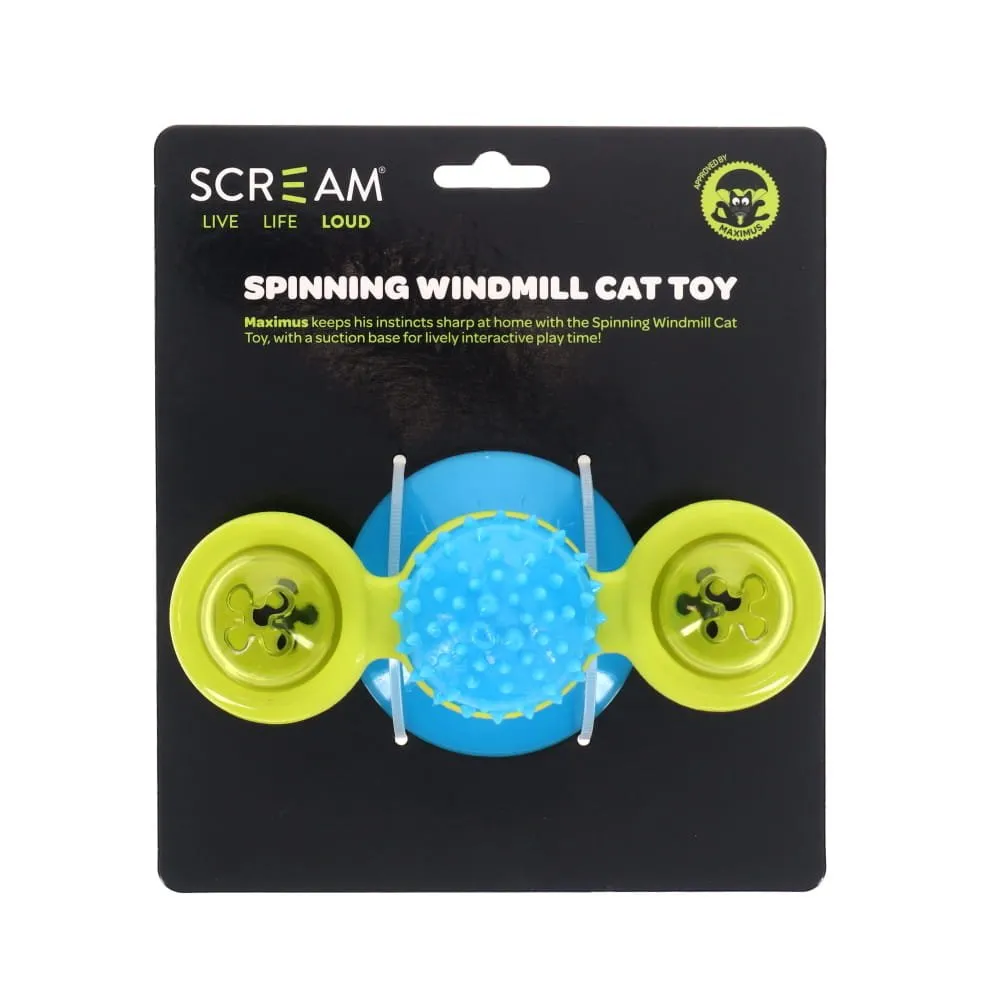 Scream Spinning Windmill Cat Toy Blue and Green