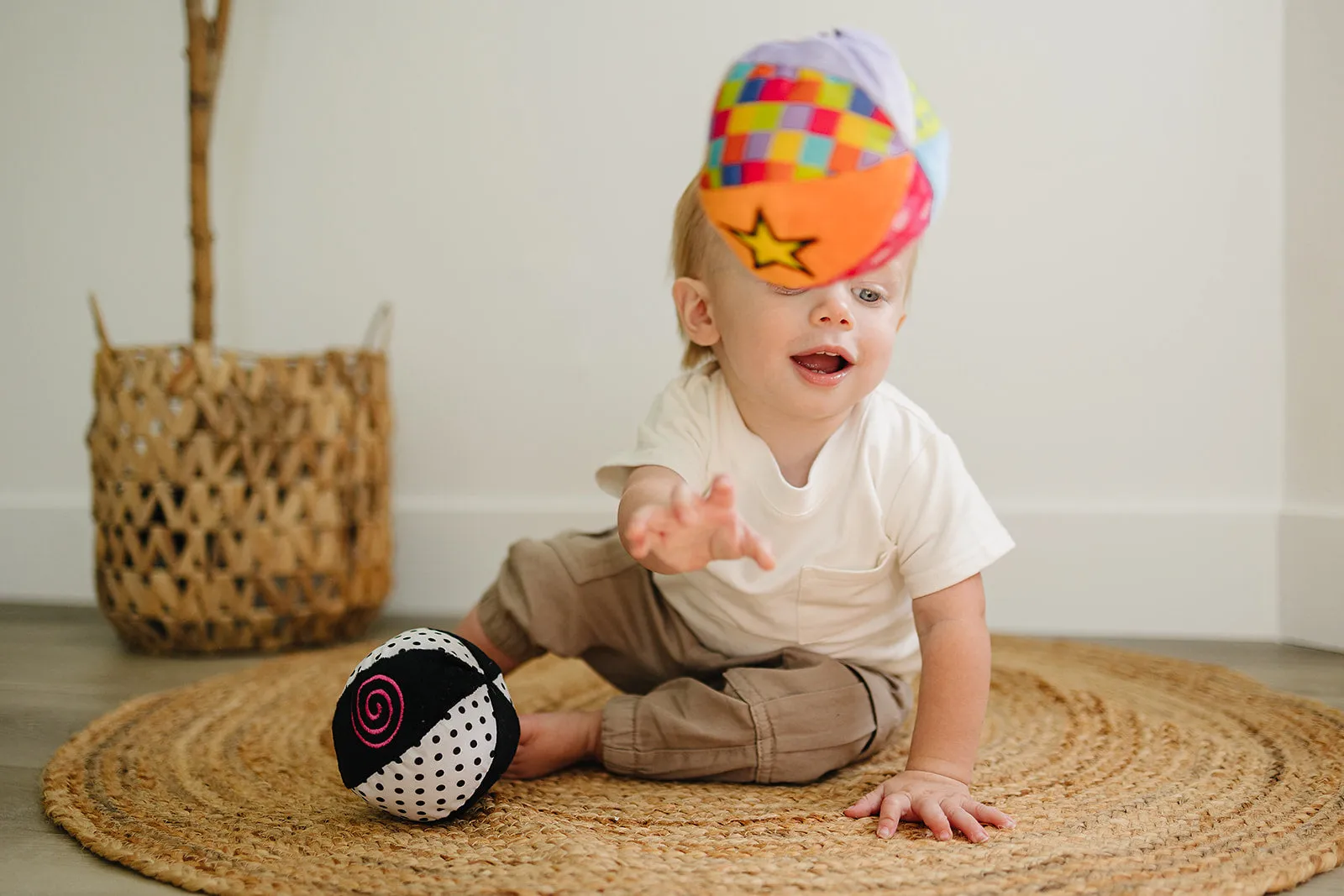 Set of 3 Montessori Balls with Chime, Rattle, Crinkle in Multicolor