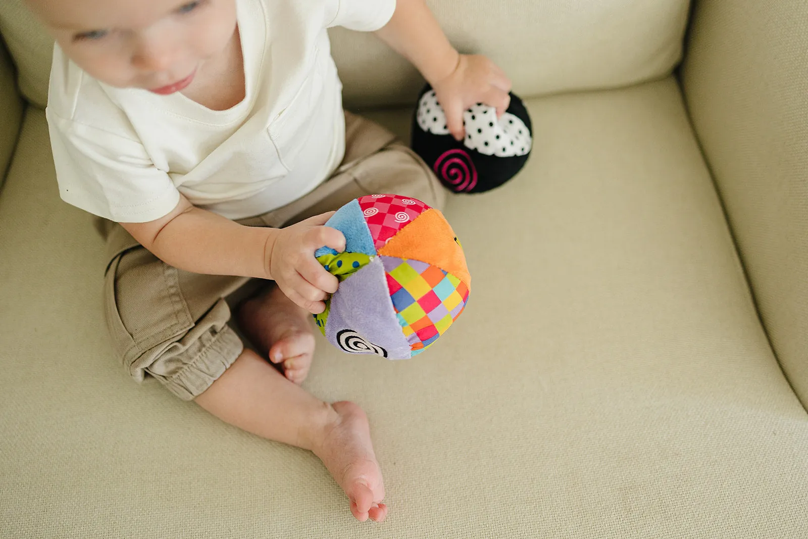 Set of 3 Montessori Balls with Chime, Rattle, Crinkle in Multicolor