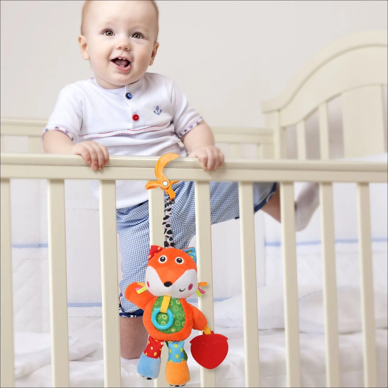 Smart Fox Orange Hanging Pulling Toy With Teether