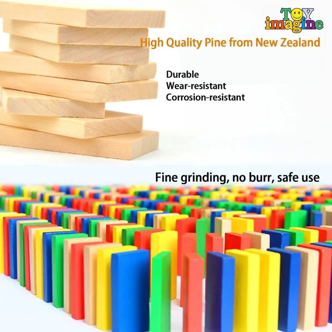 Toy ImagineTM 480 pcs Colorful Wooden Domino Block Set for Kids Educational and Learning Activity Game Play | Helps in Skill Development and Color Recognition (12 Colors)