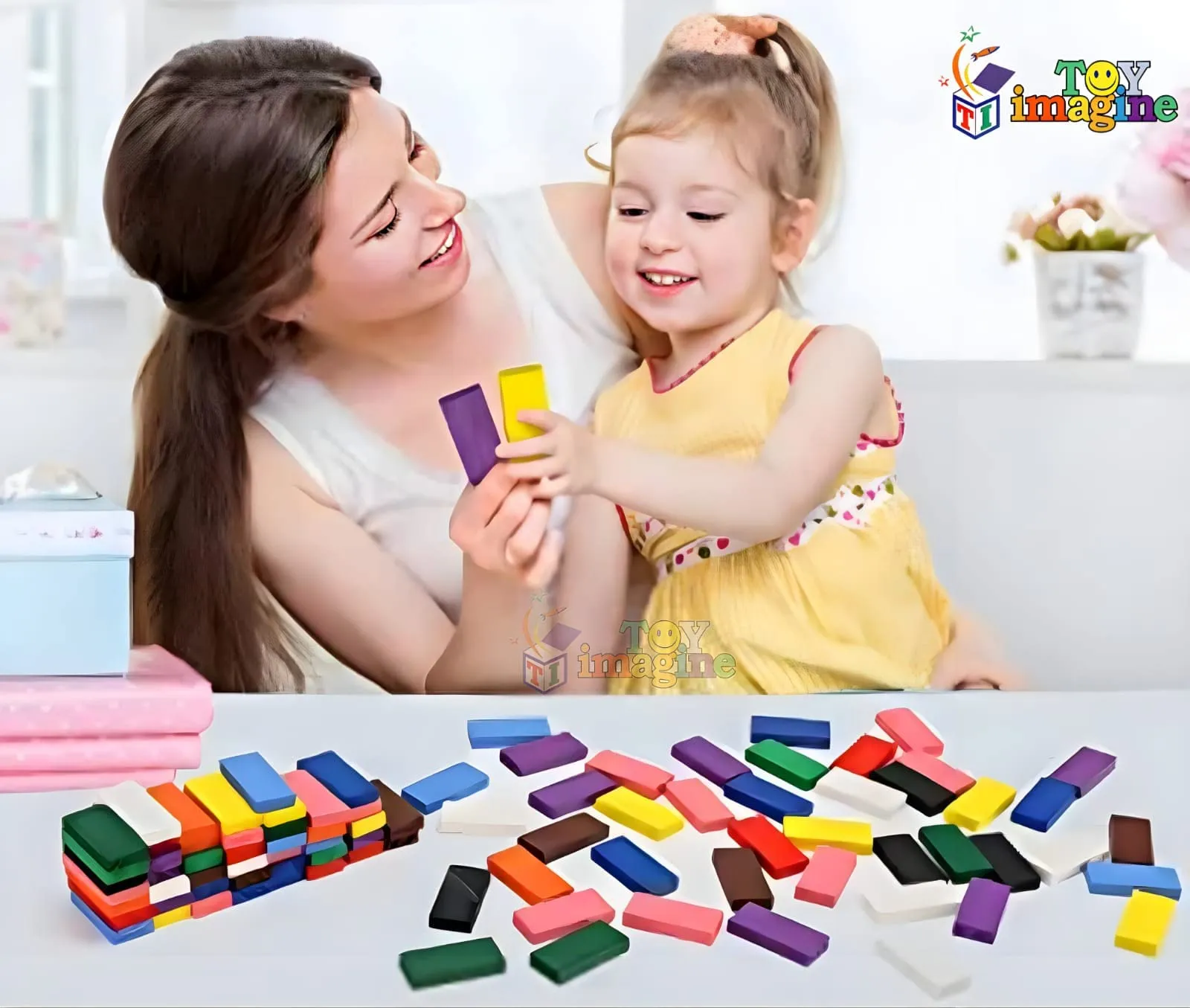 Toy ImagineTM 480 pcs Colorful Wooden Domino Block Set for Kids Educational and Learning Activity Game Play | Helps in Skill Development and Color Recognition (12 Colors)