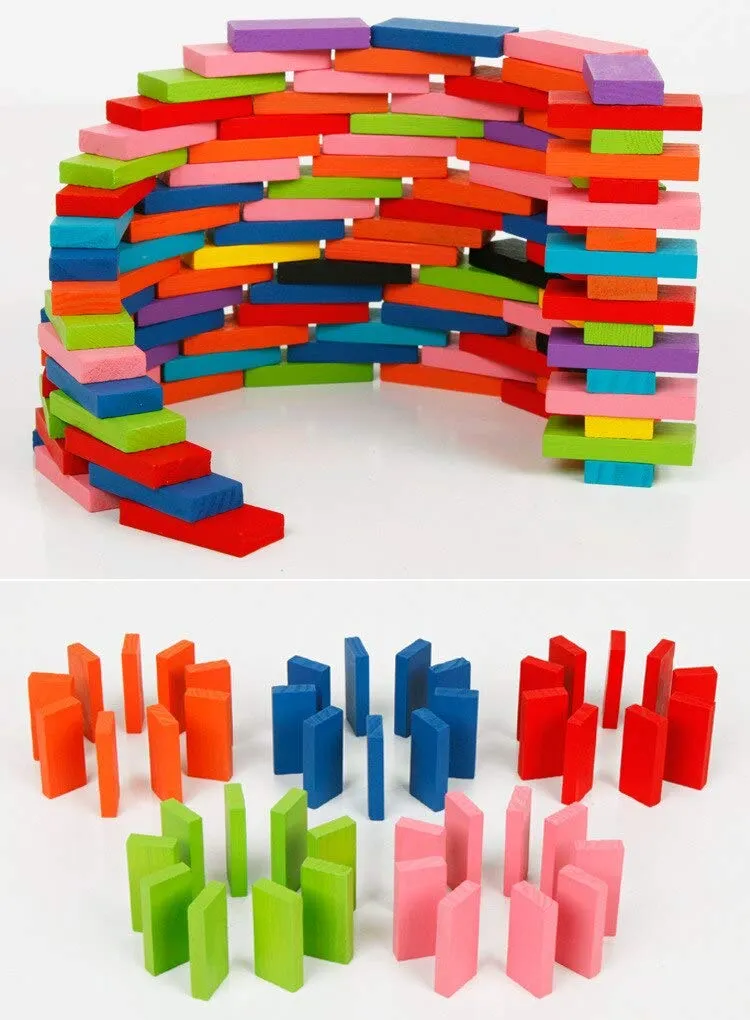 VGRASSP 240 pcs 12 Colour Wooden Domino Toy for Kids - Educational Blocks Activity Game for Play and Learning (240)