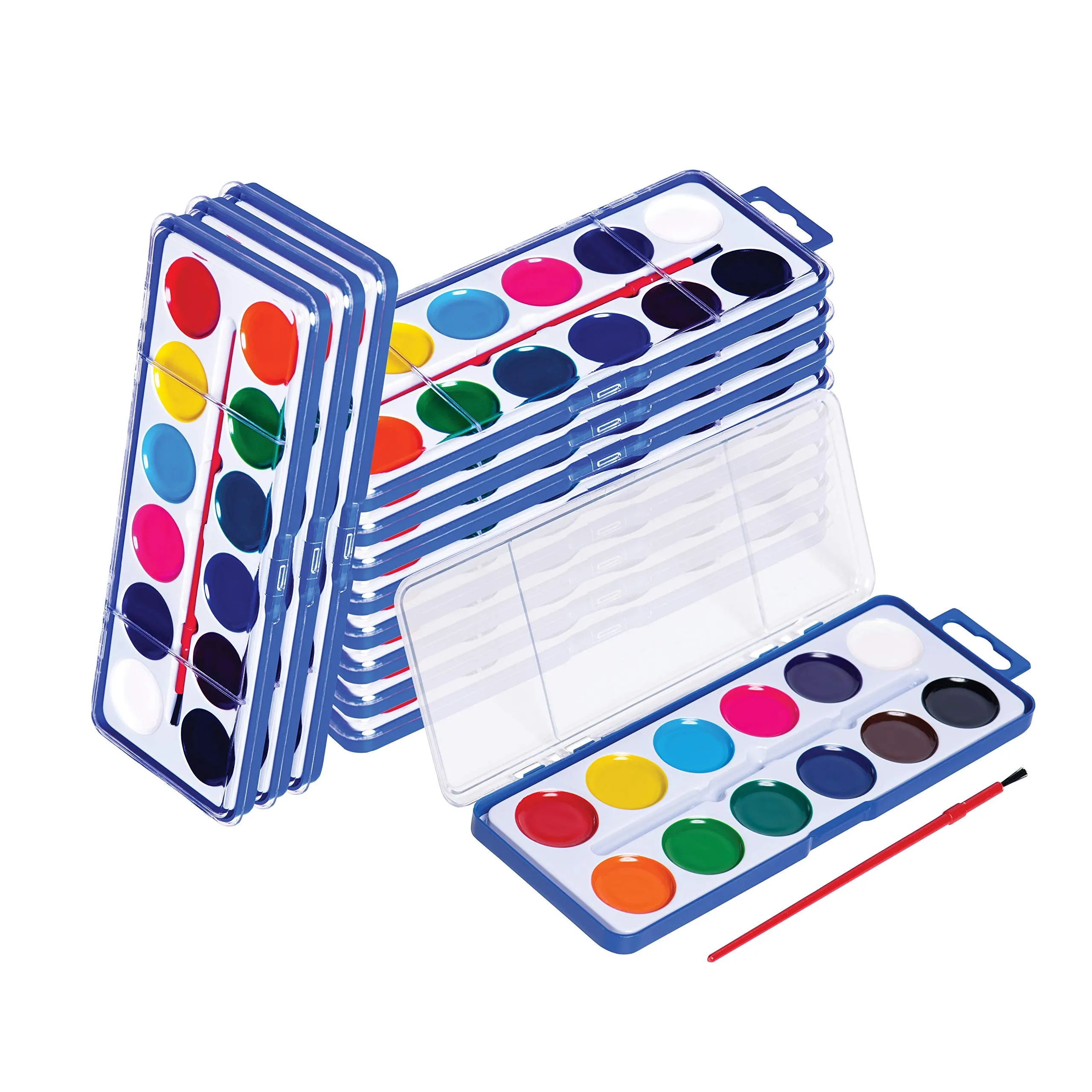 Watercolor Paint Set For Kids - Bulk Set Of 12 - Washable Paints In 12 Colors - Perfect