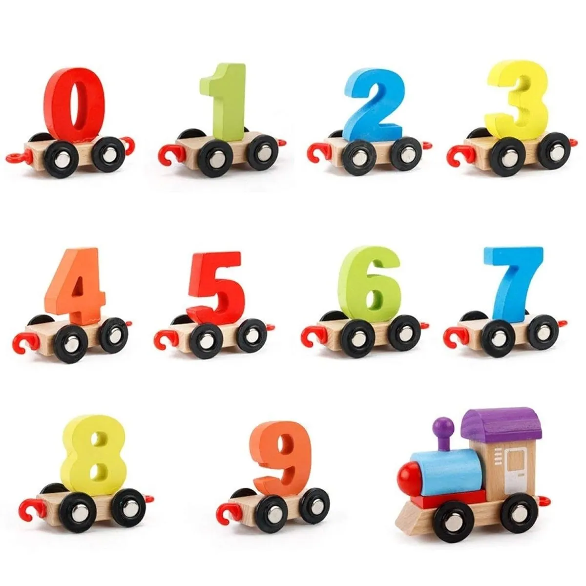 Wooden Numbers Train Set for PreSchoolers