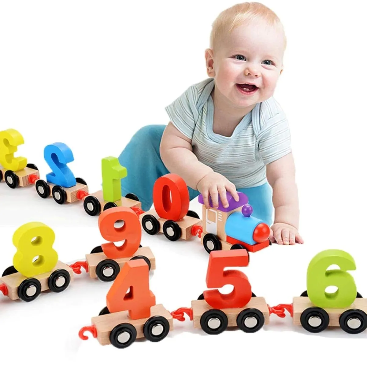 Wooden Numbers Train Set for PreSchoolers